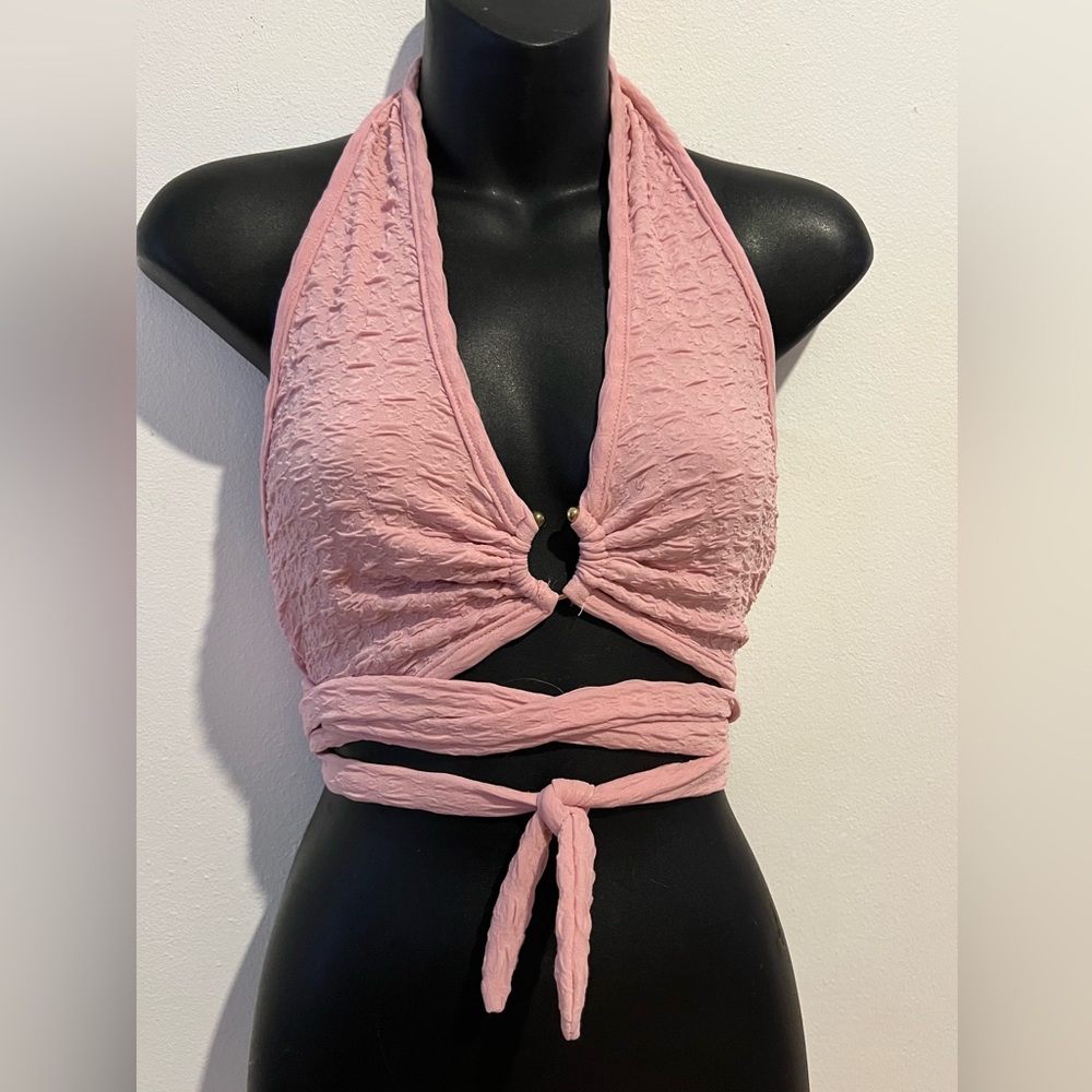 Light pink tie work out top
